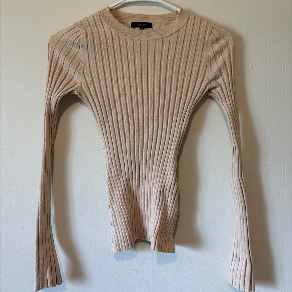 Quince Light Tan Ribbed Top